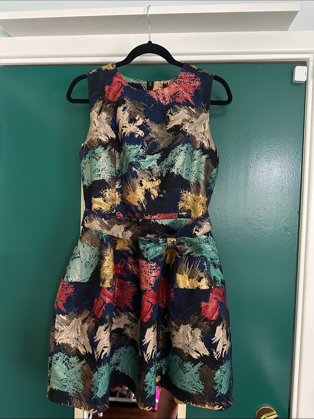 Holly Bracken Cocktail 🍸 dressNavy Multicolor Brushstroke Fit-and-Flare Dress on